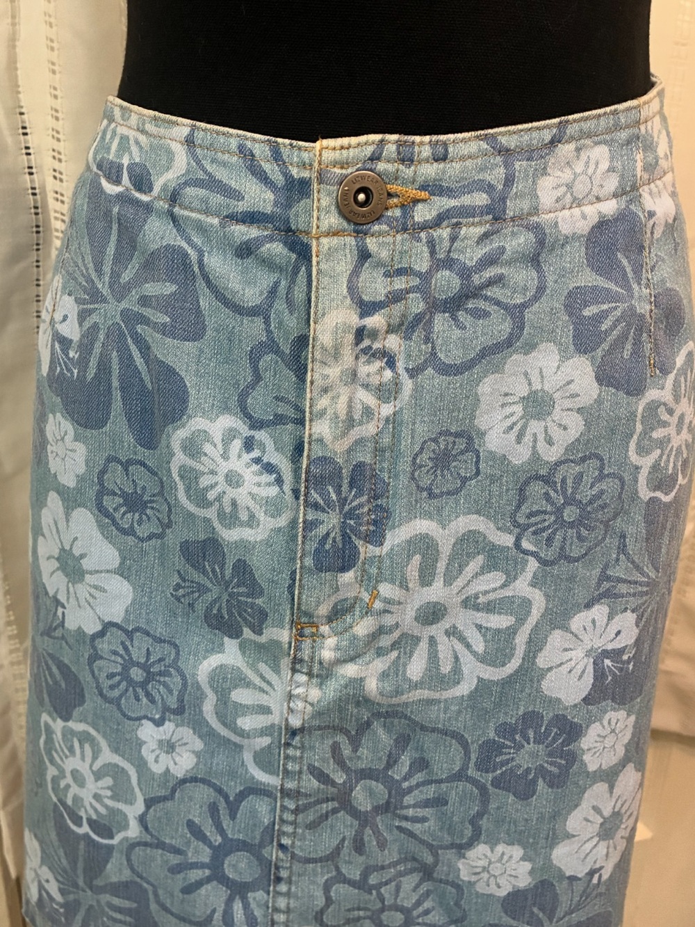 Liz Claiborne Light Blue Floral Denim Skort Size 14 Petite